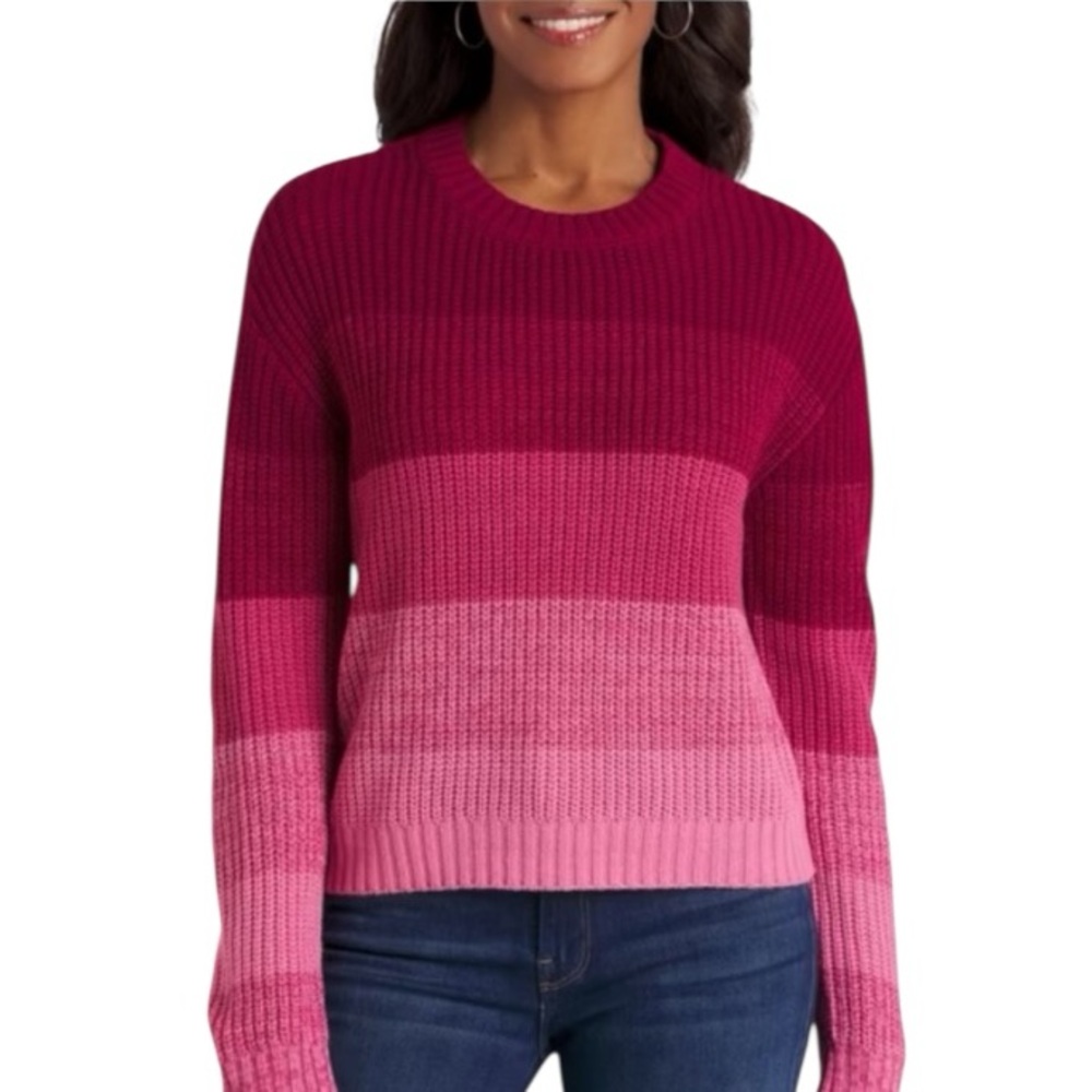 NWOT Love Ellie x‎ Stitch Fix Women’s Dilynn Gradient Pink Sweater Cabin Core